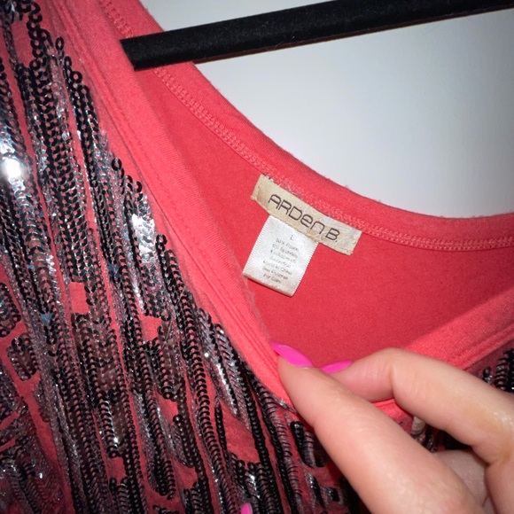 Arden B sequin one shoulder tunic top - Picture 2 of 3